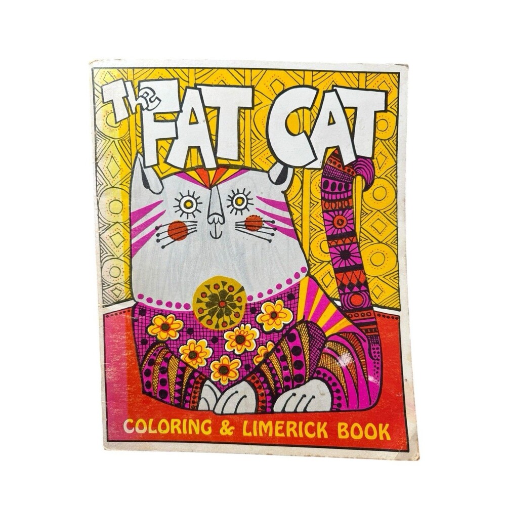 Vintage 1967 The Fat Cat Coloring and Limerick Book 4 Pages Used